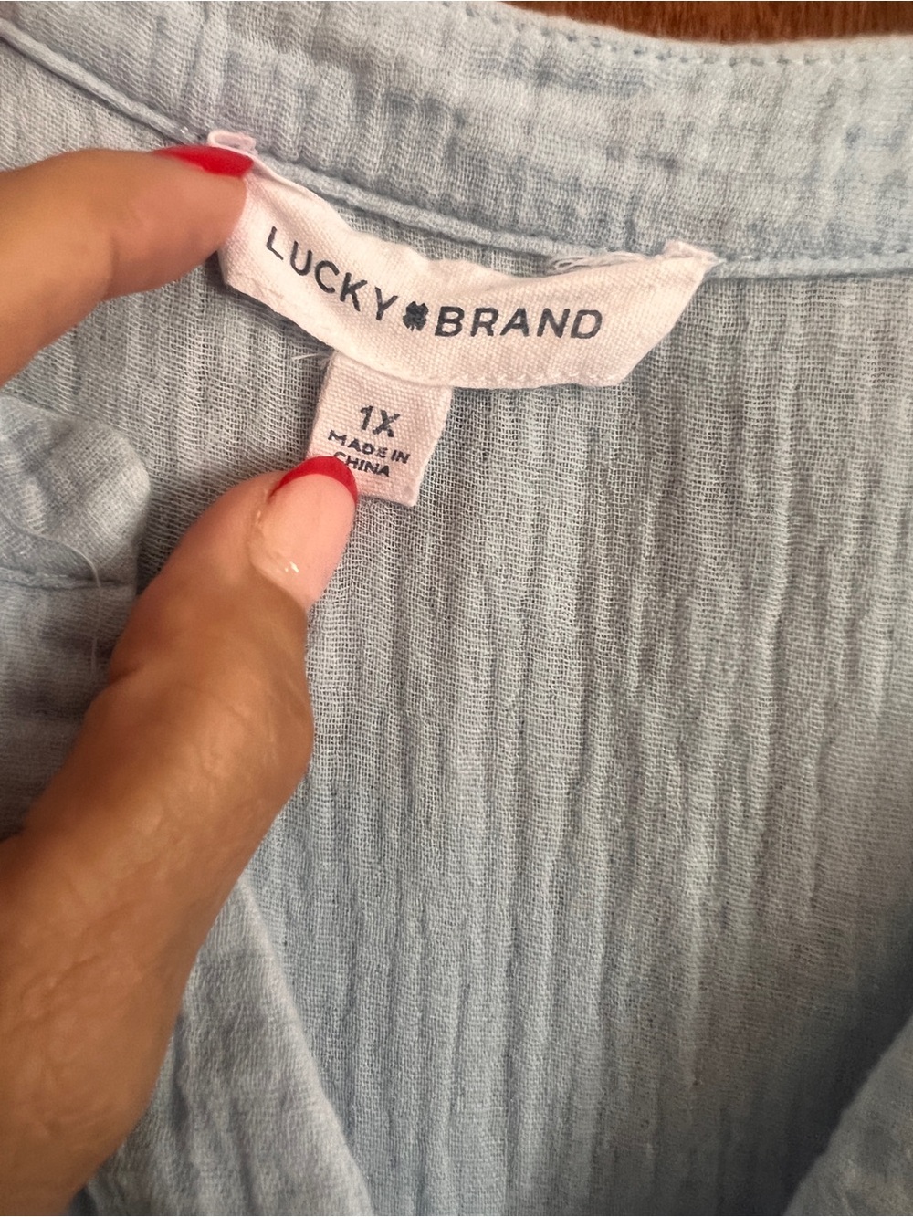 Lucky Brand Light Blue Gauze Tiered Tunic - Picture 2 of 6